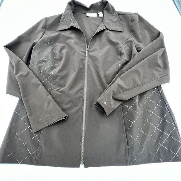Chicos Brown Full Zip Jacket Size 2/L - Picture 1 of 6